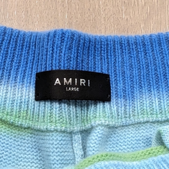 Mens AMIRI Horizontal Tie-Dye Cashmere Blend Shorts Blue Large - Picture 5 of 8